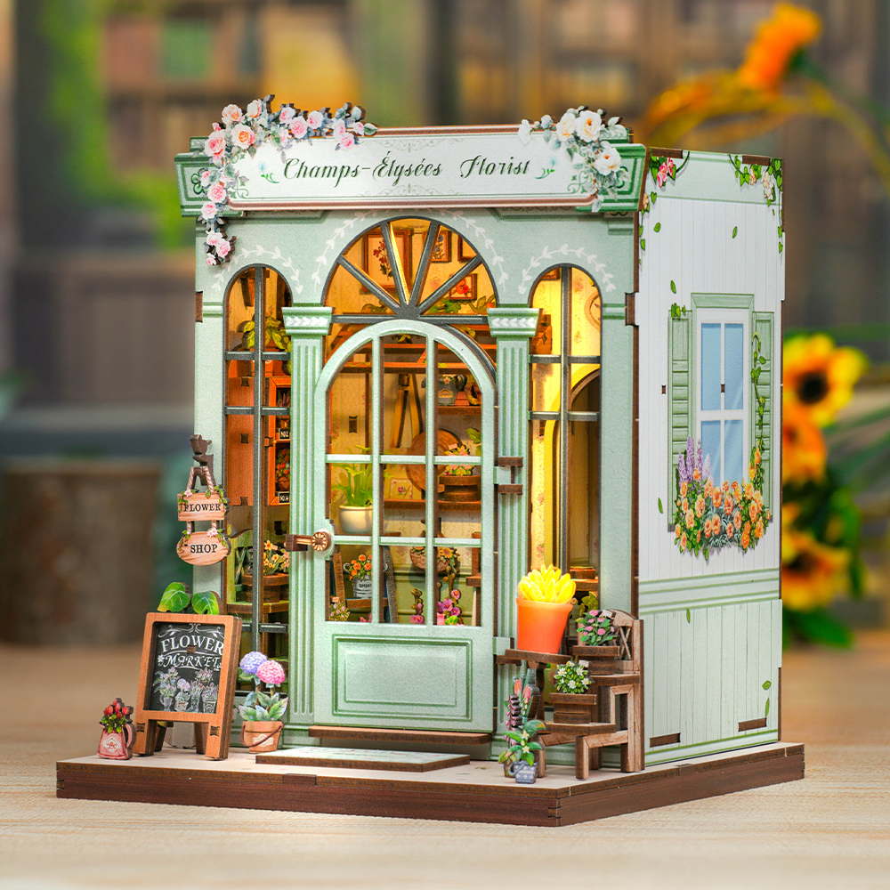 Book Nook en bois à construire – Fleuriste Champs-Élysées avec LED