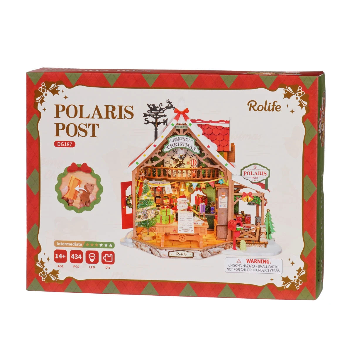 Maison miniature en bois à construire – Poste de Noël, 434 pièces