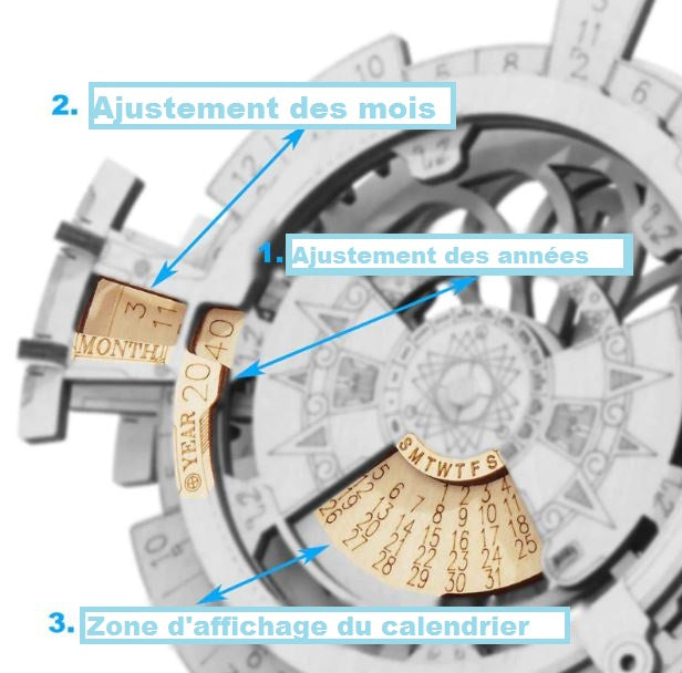 Calendrier perpétuel – Puzzle mécanique en bois 3D