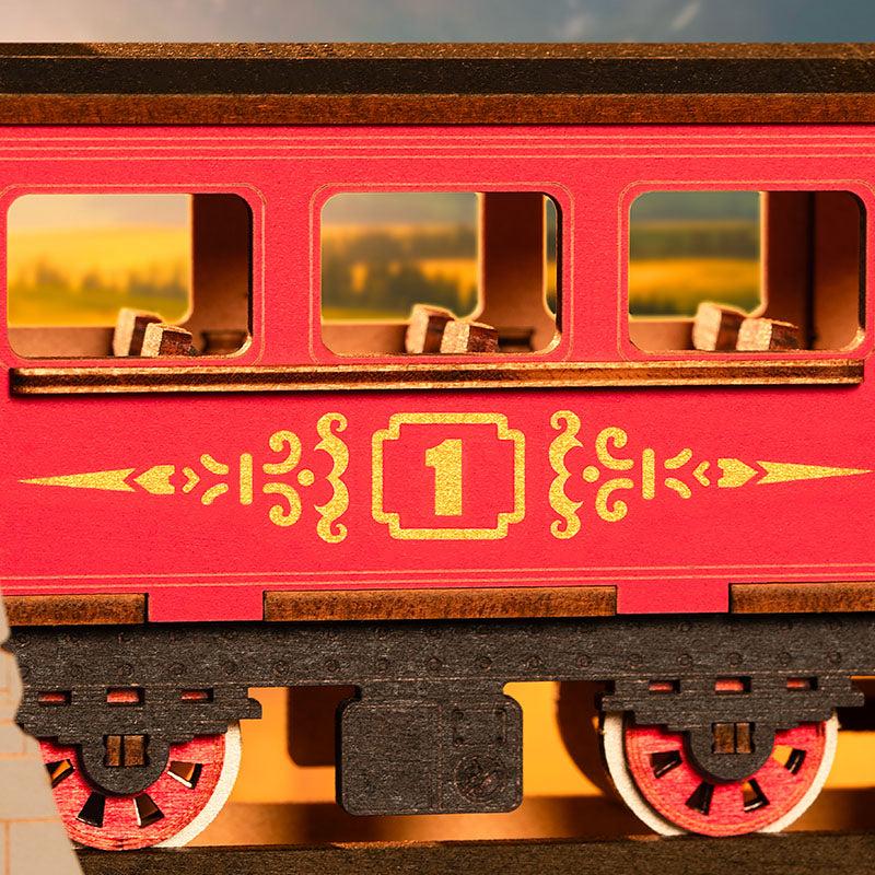 Train d’Époque – Serre-livre en bois 3D