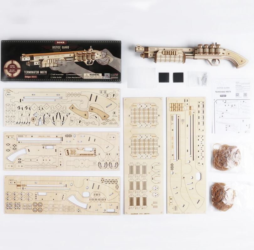 Pistolet à Élastique en Bois – Puzzle en Bois 3D pour Enfants