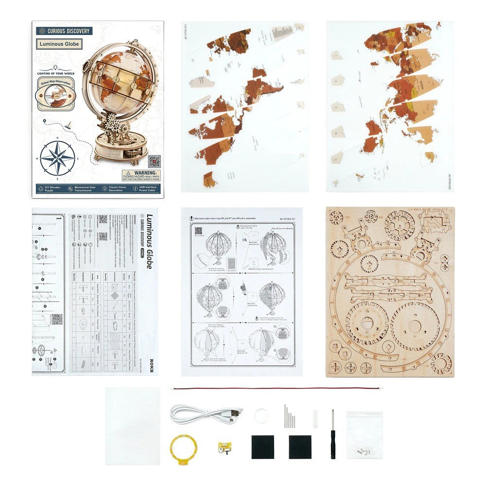 Globe Lumineux – Maquette en Bois 3D