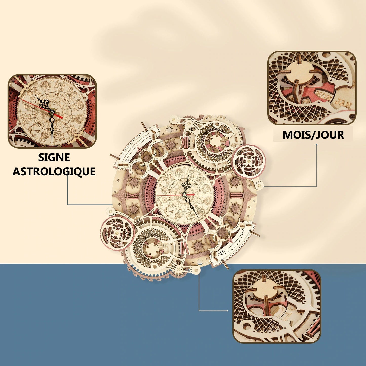 Zodiaque – Horloge en bois 3D