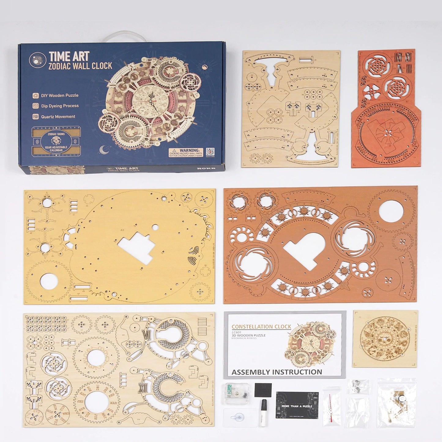 Zodiaque – Horloge en bois 3D