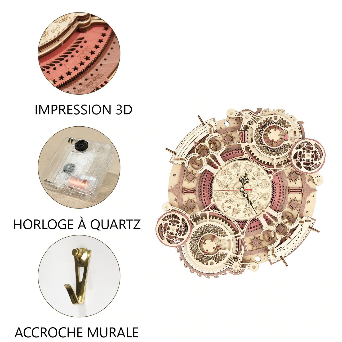 Zodiaque – Horloge en bois 3D