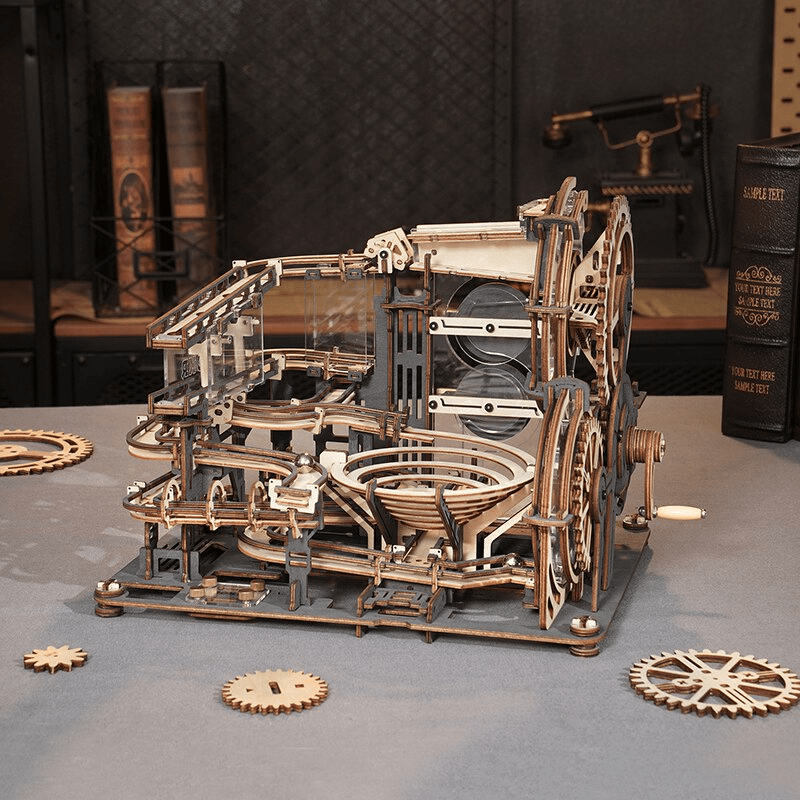 Circuit de billes : Ville Nocturne – Maquette en bois 3D