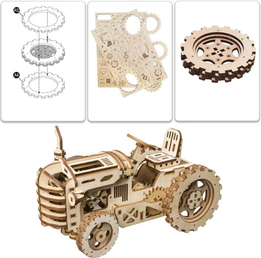 Tracteur du Limousin – Puzzle Mécanique en Bois 3D