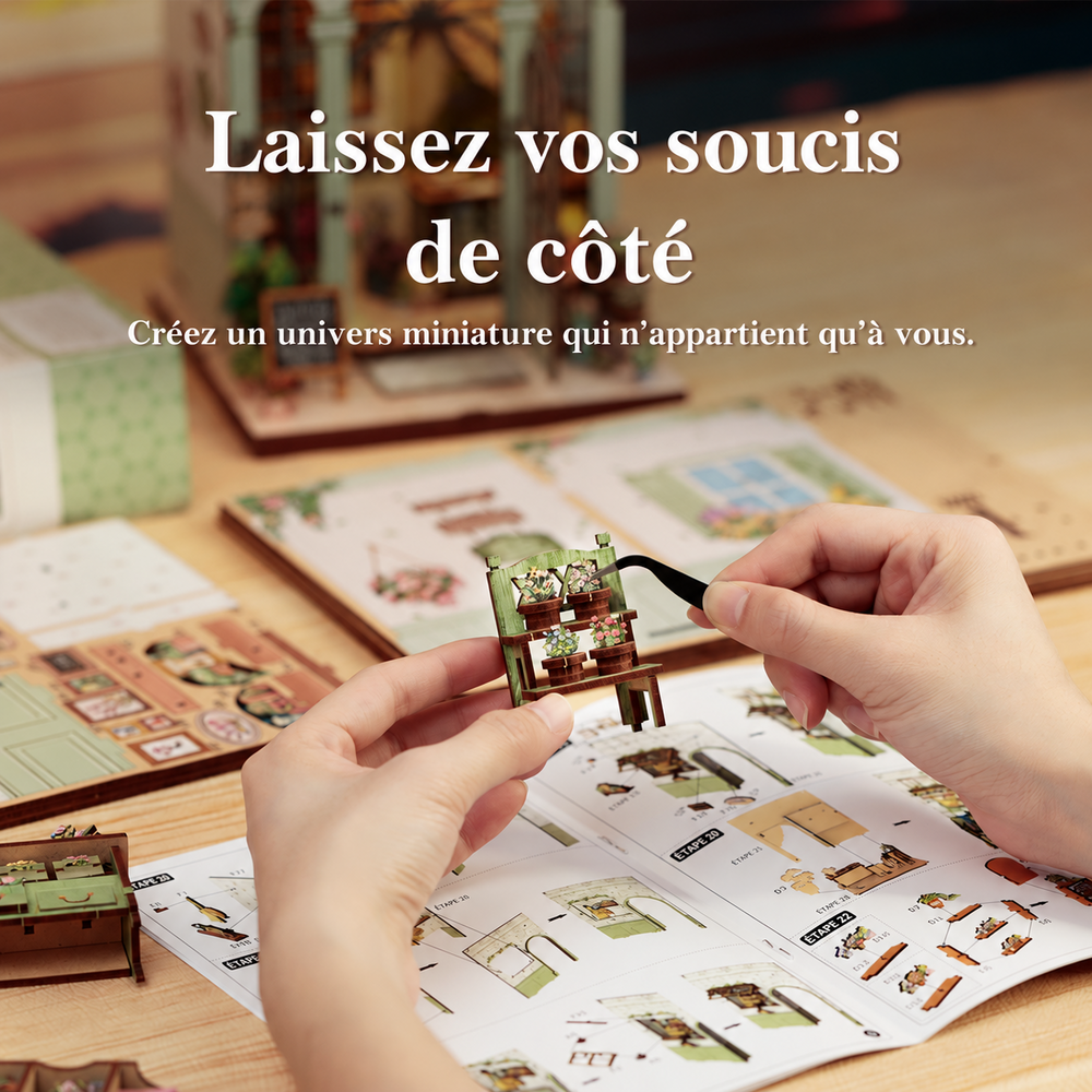 Book Nook en bois à construire – Fleuriste Champs-Élysées avec LED