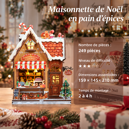 Maison miniature en bois à construire – Chalet de Noël en pain d’épices