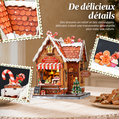 Maison miniature en bois à construire – Chalet de Noël en pain d’épices