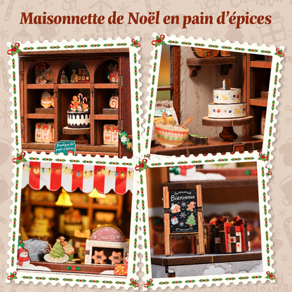 Maison miniature en bois à construire – Chalet de Noël en pain d’épices
