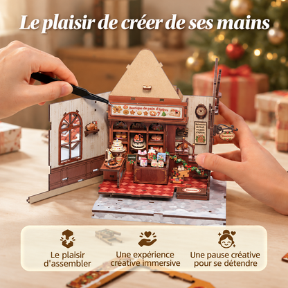 Maison miniature en bois à construire – Chalet de Noël en pain d’épices