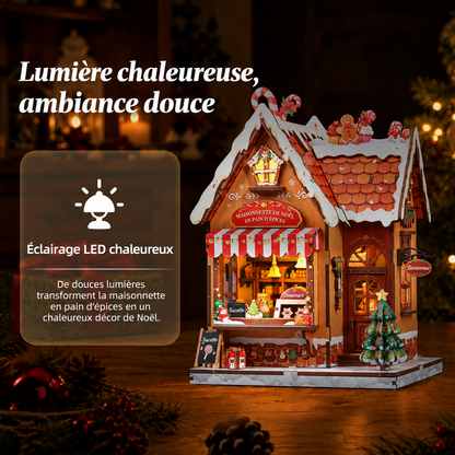 Maison miniature en bois à construire – Chalet de Noël en pain d’épices