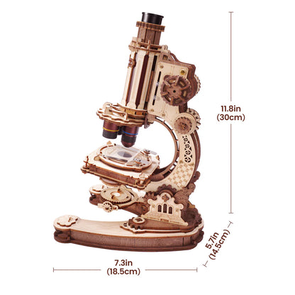 Puzzle 3D mécanique en bois représentant un microscope