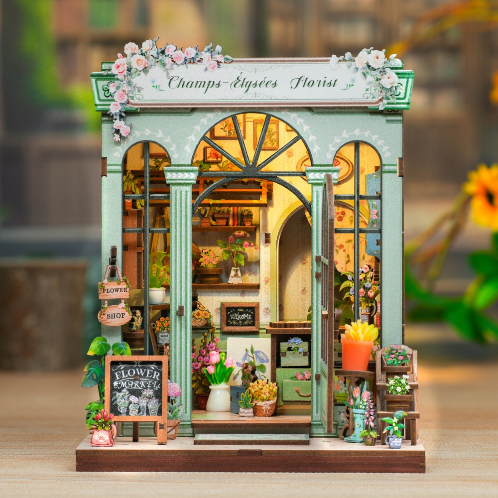 Book Nook en bois à construire – Fleuriste Champs-Élysées avec LED