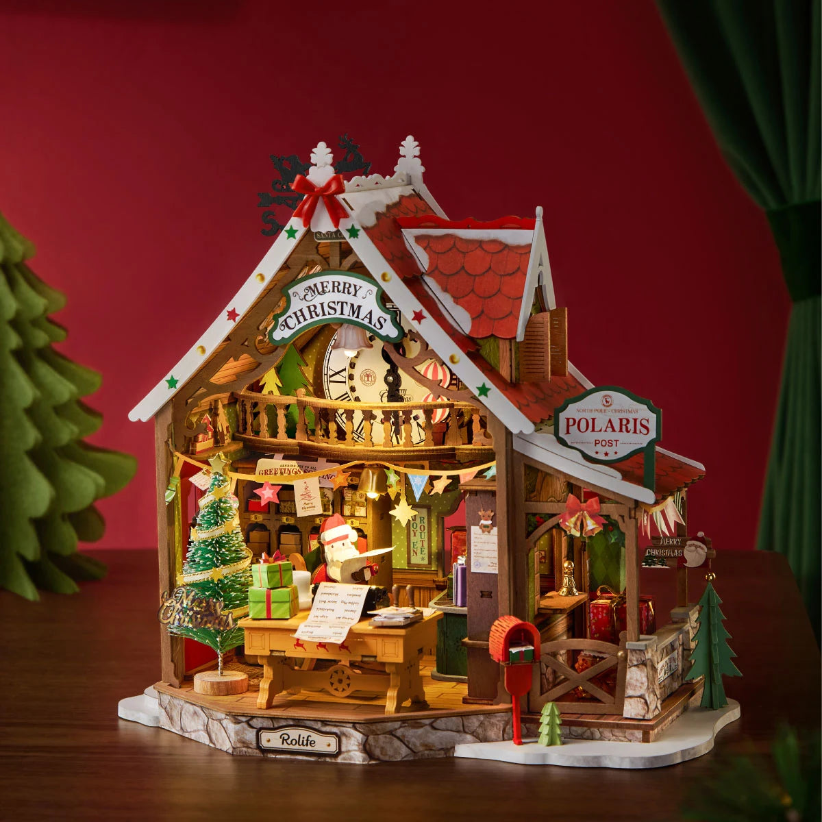 Maison miniature en bois à construire – Poste de Noël, 434 pièces