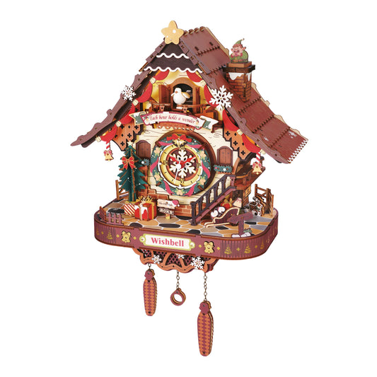 Puzzle 3D en bois – Horloge à coucou de Noël, 293 pièces
