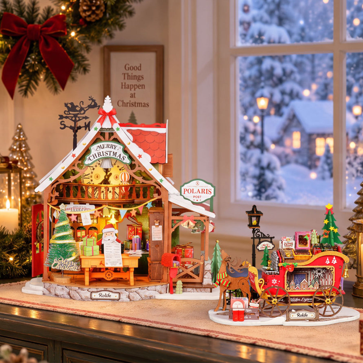 Maison miniature en bois à construire – Poste de Noël, 434 pièces