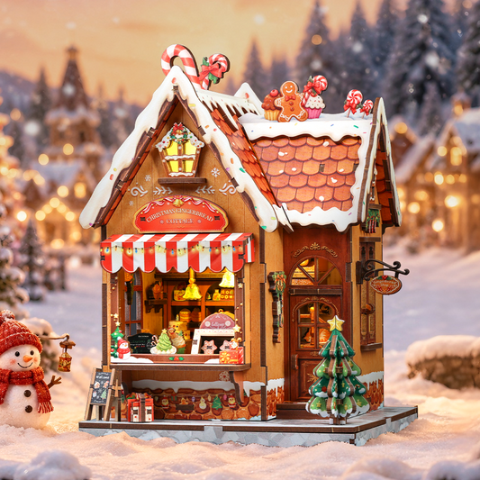 Maison miniature en bois à construire – Chalet de Noël en pain d’épices