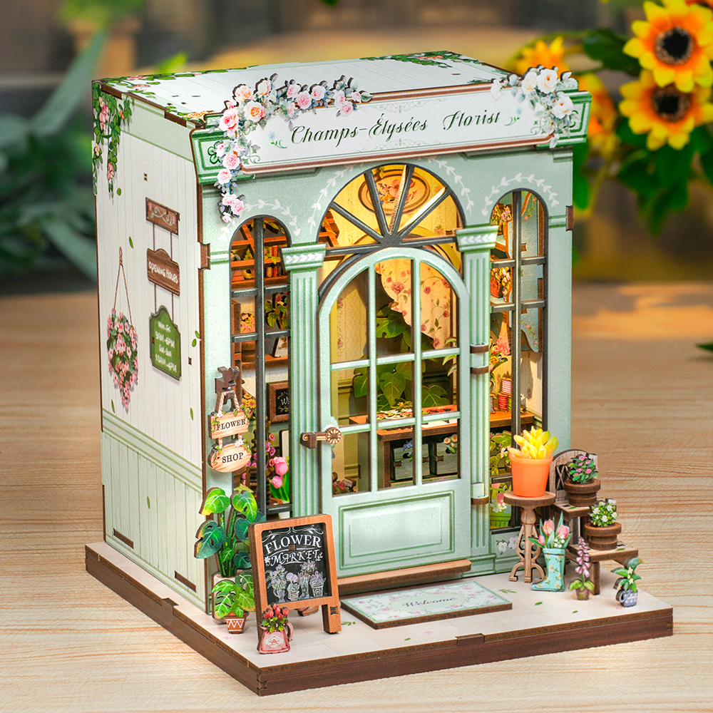 Book Nook en bois à construire – Fleuriste Champs-Élysées avec LED