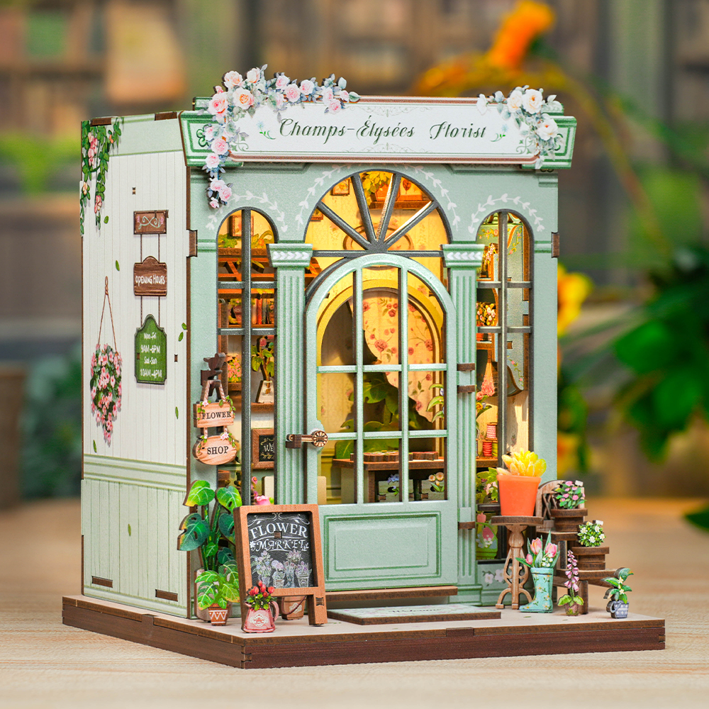 Book Nook en bois à construire – Fleuriste Champs-Élysées avec LED