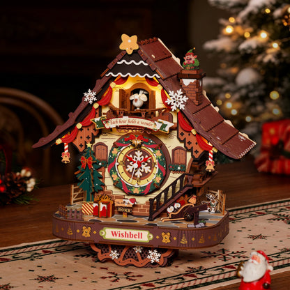 Puzzle 3D en bois – Horloge à coucou de Noël, 293 pièces