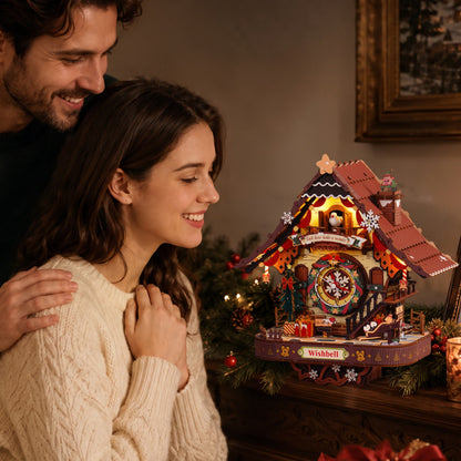 Puzzle 3D en bois – Horloge à coucou de Noël, 293 pièces