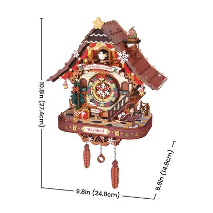 Puzzle 3D en bois – Horloge à coucou de Noël, 293 pièces