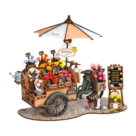 Puzzle en bois 3D Chariot fleuriste