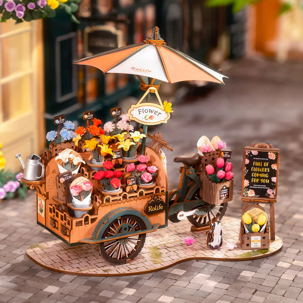 Puzzle en bois 3D Chariot fleuriste