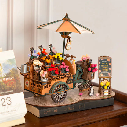 Puzzle en bois 3D Chariot fleuriste
