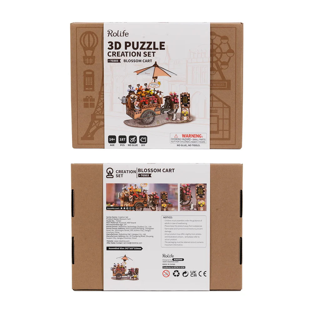 Puzzle en bois 3D Chariot fleuriste
