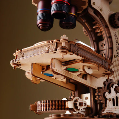 Puzzle 3D mécanique en bois représentant un microscope