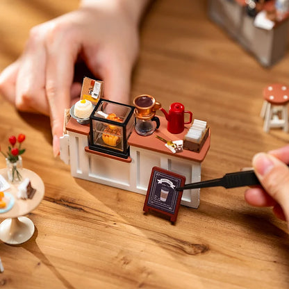 Café Du Village – Miniature En Bois 3D