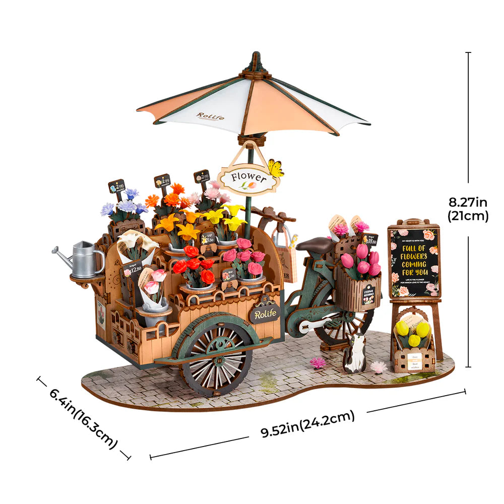 Puzzle en bois 3D Chariot fleuriste