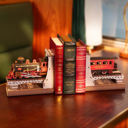 Train d’Époque – Serre-livre en bois 3D