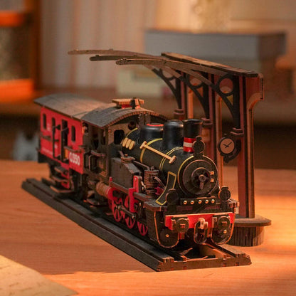 Train d’Époque – Serre-livre en bois 3D