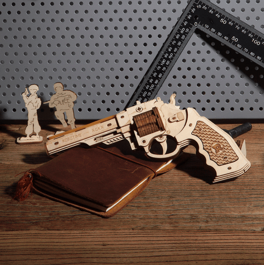 Pistolet à Élastique en Bois – Puzzle en Bois 3D pour Enfants