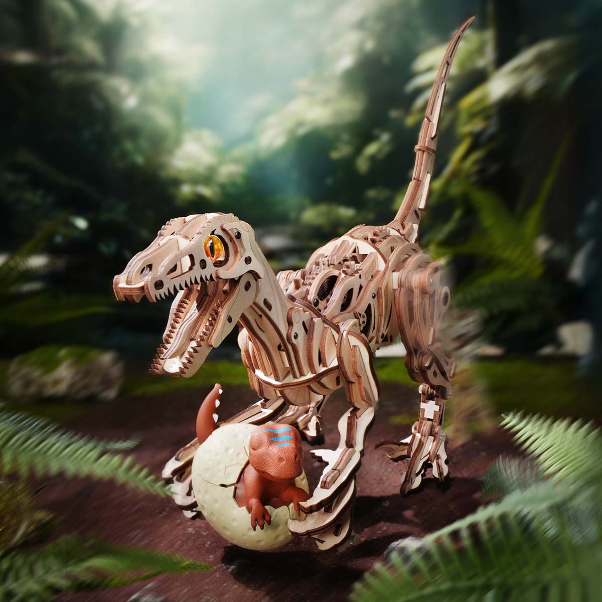 Velociraptor – Puzzle mécanique en bois 3D