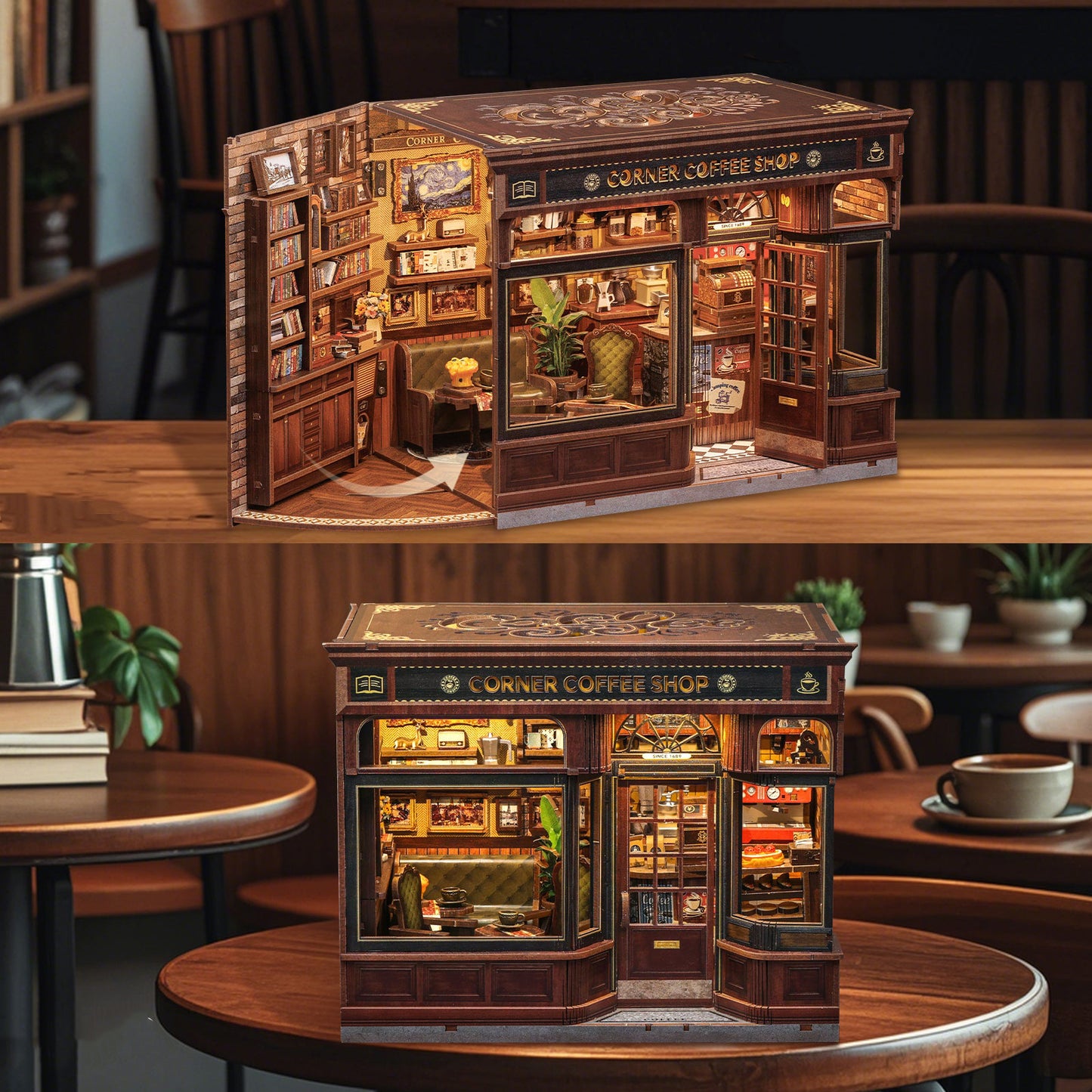 Café du coin– Maison miniature en bois 3D à monter soi-même