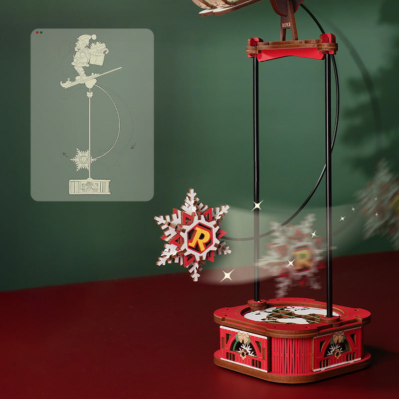 Père Noël sur Skis – Puzzle en bois 3D à balancier