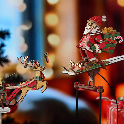 Père Noël sur Skis – Puzzle en bois 3D à balancier