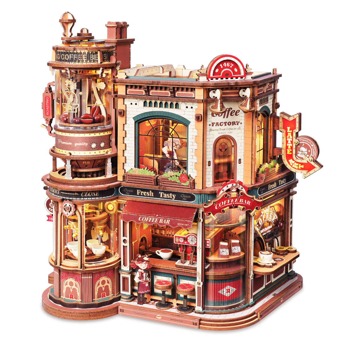 Usine à Café de Rêve – Puzzle 3D en bois avec boîte à musique