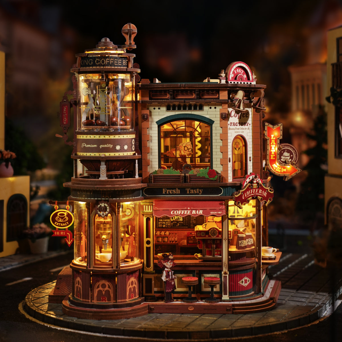 Usine à Café de Rêve – Puzzle 3D en bois avec boîte à musique