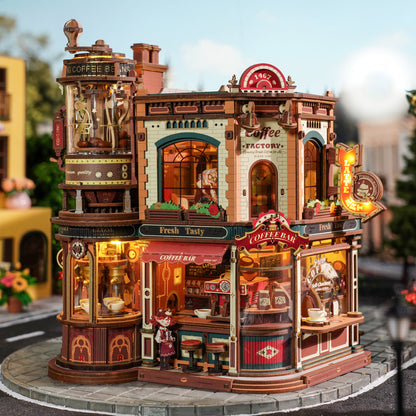 Usine à Café de Rêve – Puzzle 3D en bois avec boîte à musique