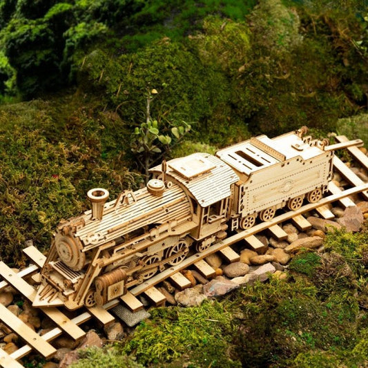 Puzzle Locomotive V-Express – 3D Mécanique en Bois Miniature