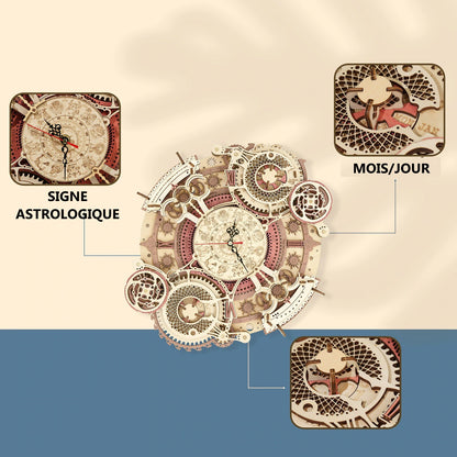 Zodiaque – Horloge en bois 3D