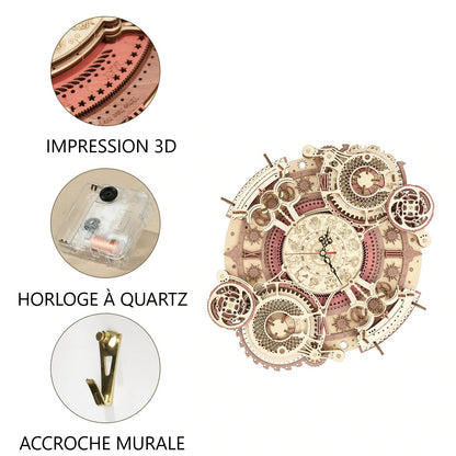 Zodiaque – Horloge en bois 3D