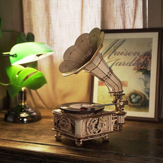 Gramophone – Maquette Réaliste en Bois 3D