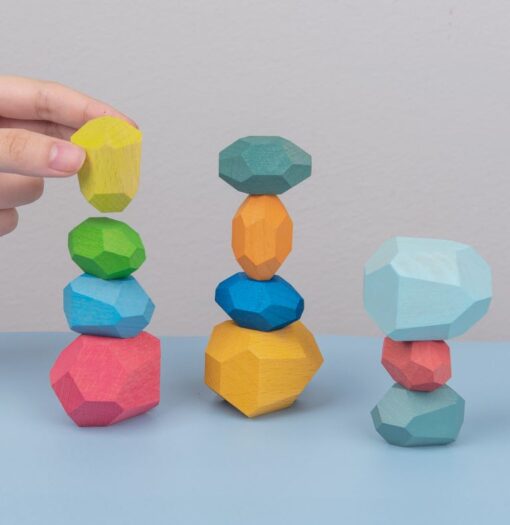 PIERRES À EMPILER EN BOIS-JEU D’EQUILIBRE EDUCATIF MECAPUZZLE